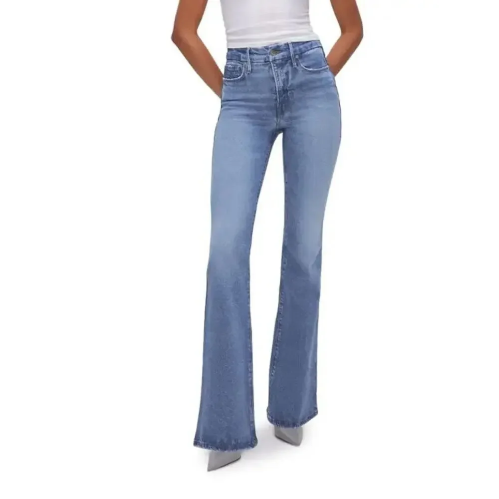 Good American Light Blue Boot Cut Jeans - Picture 1 of 11